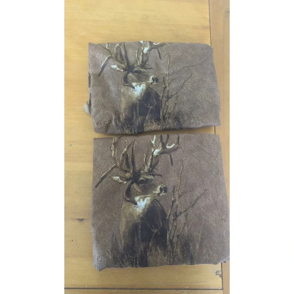 King of Bucks Deer Wildlife Pillow Sham Set of 2‎ Brown Lodge Cabin Rustic Decor
